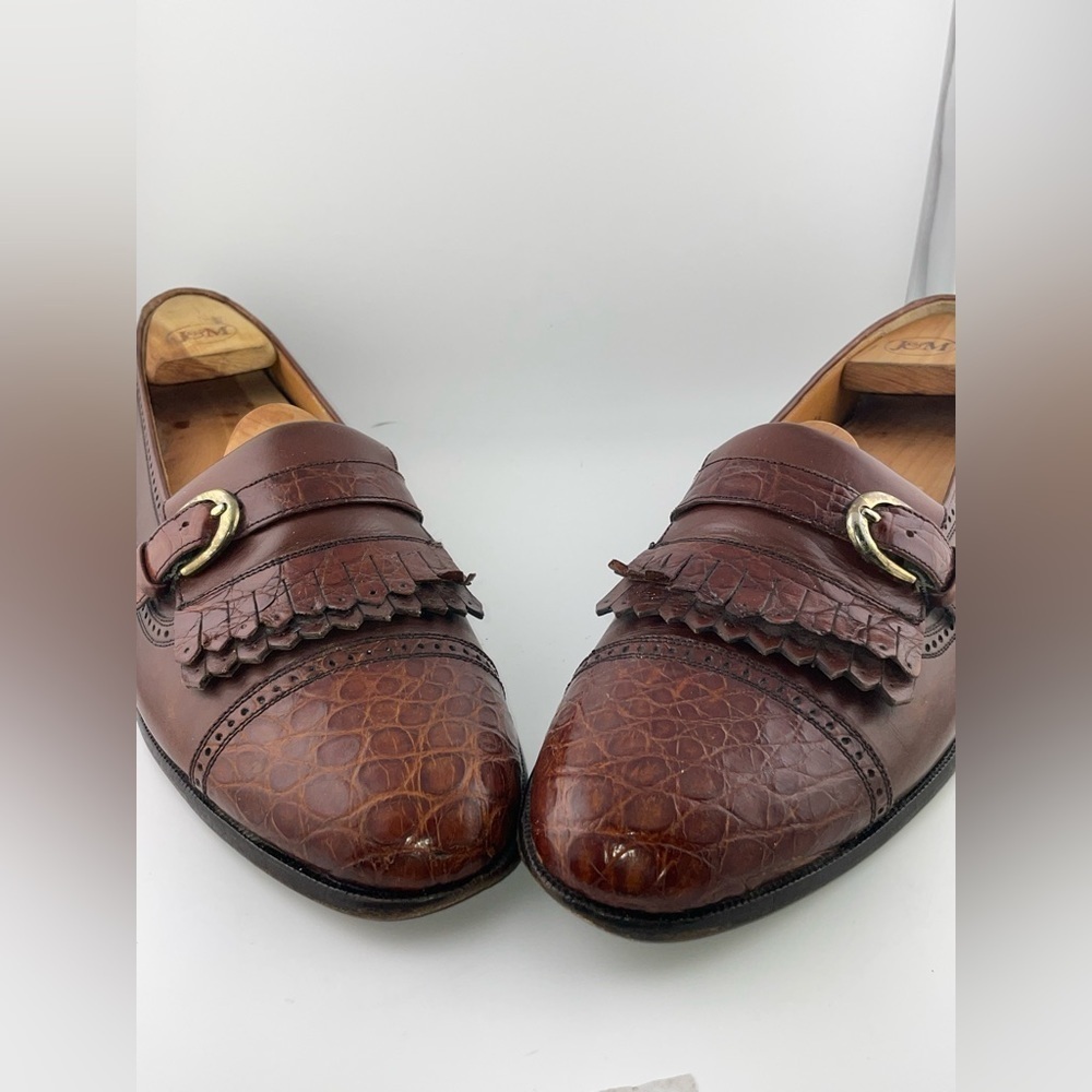 MIGUEL ANGEL Tassel Crocodile Brown Sz 10.5B Men Slip-On Loafers Made In Spain - Picture 10 of 11